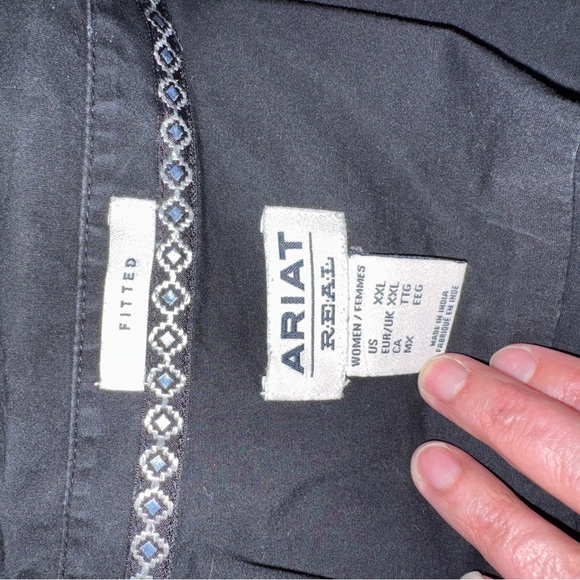 Ariat Women's Kirby Stretch Western Shirt- Black- Poplin- Sz XXL Semi-fitted - Picture 11 of 16